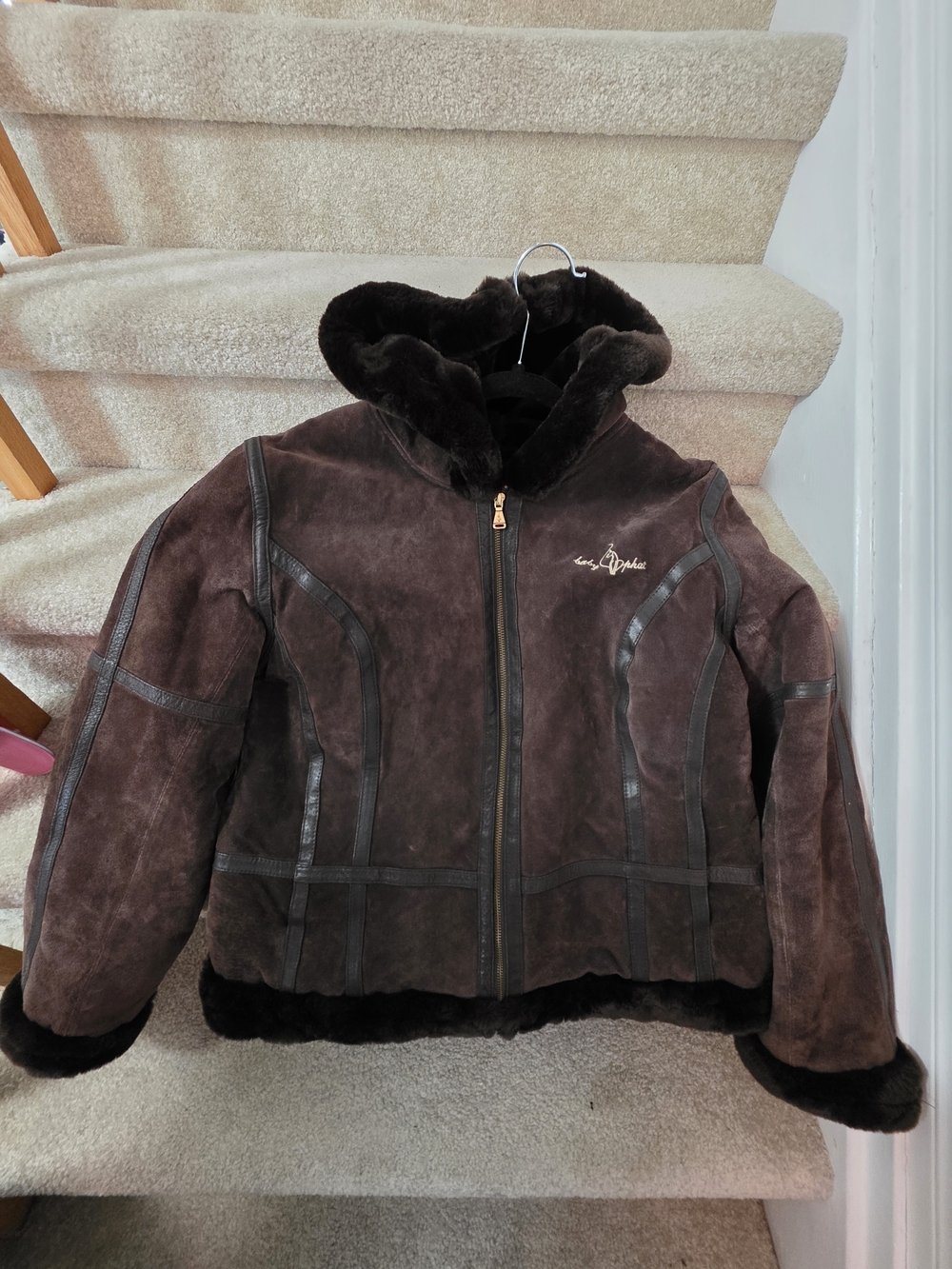 Baby Phat Dark Brown Faux Shearling Jacket with Hood